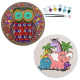 2'li MANDALA Boyama Seti. 20x20 Cm Uv Baskı 6 Akrilik Boya 2 Fırça 3 mm MDF plaka (SET42)