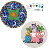 2'li MANDALA Boyama Seti. 20x20 Cm Uv Baskı 6 Akrilik Boya 2 Fırça 3 mm MDF plaka (SET43)