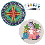 2'li MANDALA Boyama Seti. 20x20 Cm Uv Baskı 6 Akrilik Boya 2 Fırça 3 mm MDF plaka (SET44)