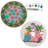 2'li MANDALA Boyama Seti. 20x20 Cm Uv Baskı 6 Akrilik Boya 2 Fırça 3 mm MDF plaka (SET46)