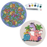 2'li MANDALA Boyama Seti. 20x20 Cm Uv Baskı 6 Akrilik Boya 2 Fırça 3 mm MDF plaka (SET47)