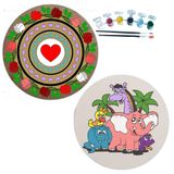2'li MANDALA Boyama Seti. 20x20 Cm Uv Baskı 6 Akrilik Boya 2 Fırça 3 mm MDF plaka (SET48)