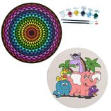 2'li MANDALA Boyama Seti. 20x20 Cm Uv Baskı 6 Akrilik Boya 2 Fırça 3 mm MDF plaka (SET50)