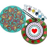 2'li MANDALA Boyama Seti. 20x20 Cm Uv Baskı 6 Akrilik Boya 2 Fırça 3 mm MDF plaka (SET7)