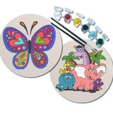 2'li MANDALA Boyama Seti. 20x20 Cm Uv Baskı 6 Akrilik Boya 2 Fırça 3 mm MDF plaka (SET8)
