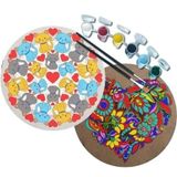 2'li MANDALA Boyama Seti. 20x20 Cm Uv Baskı 6 Akrilik Boya 2 Fırça 3 mm MDF plaka (SET9)