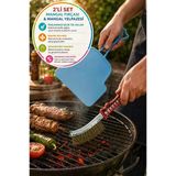 2’Li Mangal Seti Izgara Temizleme Fırçası Tel + Yelpaze Kömür Üfleme Barbekü Aksesuarı