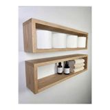 2’li Masif Ladin Ahşap Duvar Rafı | Dekoratif Duvara Monte Raf Seti | Banyo, Spa, Kuaför, Salon Rafı NWH-2DR-50