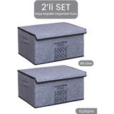 2'li Maxi Keçe Kapaklı Katlanır Kutu, Dolap Içi Organizer, Gri, 47X37X24 cm - Seçenek 1 - Antrasit