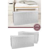 2’li Mega Boy Yorgan Hurcu Set, Yorgan Yastık Battaniye Kıyafet Çamaşır Düzenleyici (80X60CM) 2 Adet - Beyaz - Gri - 80 x 60 x 40 cm