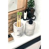 2'li Mermer Desenli Görünümlü Banyo Seti, Sıvı Sabunluk Diş Fırçalığı Beton TR225