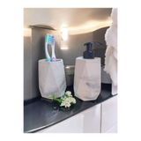 2'li Mermer Desenli Görünümlü Banyo Seti, Sıvı Sabunluk Diş Fırçalığı Beton TYC97JIMZN170153880041538