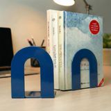 2'li Metal Kitap Desteği Kitap Tutucu (Ikili) Dekoratif Aksesuar (Mavi)