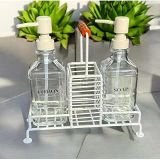 2’Li Metal Standlı Cam Sıvı Sabun Sabunluk 500 Ml
