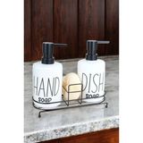 2'li Metal Standlı Süngerli Sabunluk Seti 400ML Beyaz