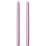 2'li Metalik Pembe Şamdan Mum Seti 25 cm – Dekoratif Ince Şamdan Mum, Kokusuz Parafin WAX,%100 - Çok Renkli