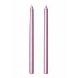2’li Metalik Pembe Şamdan Mum Seti 25 cm – Dekoratif İnce Şamdan Mum, Kokusuz Parafin Wax,%100 Pamuk Fitil, El Döküm, Uzun Süre Yanma (~10 Saat), Şık Sofra, Davet, Nişan, Düğün