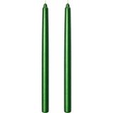 2’li Metalik Yeşil Şamdan Mum Seti 25 cm – Dekoratif İnce Şamdan Mum, Kokusuz Parafin Wax,%100 Pamuk Fitil, El Döküm, Uzun Süre Yanma (~10 Saat), Şık Sofra, Davet, Nişan, Düğün ve Ev Dekorasyonu