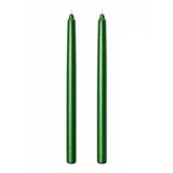 2’li Metalik Yeşil Şamdan Mum Seti 25 cm – Dekoratif İnce Şamdan Mum, Kokusuz Parafin Wax,%100 Pamuk Fitil, El Döküm, Uzun Süre Yanma (~10 Saat), Şık Sofra, Davet, Nişan, Düğün ve Ev Dekorasyonu
