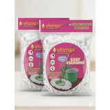 2'li Mikro Mop Yedek Başlık Seti - 360 Derece Döner Başlıklı Mikrofiber Mop Bezi - Option-1 - 001-Renkli