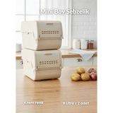 2'Li Mini Boy Patates Soğan Sepeti Bpa Free Sebzelik Organizer Kutu Motek Krem 8 L