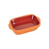 2'li Mini Dikdörtgen Sırlı Toprak Fırın Tepsi Takım(23 * 13 * 4 Cm), Toprak Tencere Güveç Kap - 10 cm