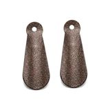 2'li Mini Metal Ayakkabı Çekeceği Seti (10 Cm) - Bakır Eskitme Kaplama Cep ve Cüzdan Tipi Portatif Kerata Takımı - Adaçayı Yeşili