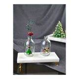 2'li Mini Yılbaşı Aksesuarlı Küçük Vazo 9 Cm New Year 100 Ml Yeni Yıl Çam Ağacı Şeker Kamışlı Obje