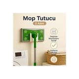 2’li Mop Tutucu, Duvara Yapıştırmalı Güçlü Bantlı Askı, Banyo Mutfak Düzenleyici