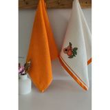 2’li Mutfak Havlusu –%100 Pamuk - Kayısı Nakışlı - 40X60 Cm-Turuncu - 40 x 60 cm