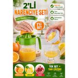 2'Li Narenciye Sıkacağı Seti 660 Ml Cam Hazneli + Mini Limon Sıkacağı Pratik Meyve Sıkacak
