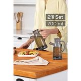 2'li Oliva Yağdanlık 700 ml - Gri - 660 ml