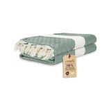 2'li Paket -%100 Pamuk Peştamal 100X180 Cm, Havuz ve Plaj Havlusu, Spor Havlusu, Hızlı Kurur ve Koku Yapmaz, Emici, Hafif ve Kompakt, Yeşil - 001-Beyaz - Option-1