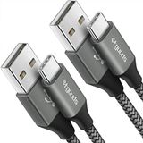 [2'li Paket, 3 ft] USB C Kablosu 3A Hızlı Şarj, etguuds USB A'dan Tip C'ye Şarj Kablosu Örgülü Samsung Galaxy A10e A20 A50 A51 A71, S20 S10 S9 S8 Plus S10E, Note 20 10 9 8, Moto G7 G8