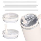 2'li Paket 40 oz Tumbler Kapaklı Hasır Kapak, Stanley Yedek Basmalı Düğme Dökülmeye Dayanıklı Bardak Kapağını Çevirin, Sızdırmaz Su Şişesi Parçaları, Stanley Cup Quencher-Krem Beyaz ile Uyumlu (Krem