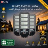 2'li Paket DLS 400W Güneş Enerjili Solar Sokak ve Bahçe Lambası, LiFePO4 Bataryalı, IP66, Hareket Sensörlü, Uzaktan Kumandalı LH99-400