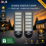 2'Li Paket Dls 600W Güneş Enerjili Solar Sokak Lambası Hareket Sensörlü Led Bahçe Aydınlatması