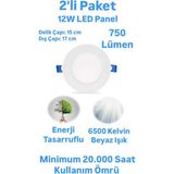 2'li Paket ERKLed 12 Watt Led Panel Spot Beyaz Işık 750 Lümen Sıvaaltı Panel Armatür Spot Lamba
