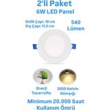 2'li Paket ERKLed 6 Watt Led Panel Spot Günışığı 540 Lümen Sıvaaltı Panel Armatür Spot Lamba