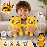 2li Paket Garfield Peluş Oyuncak 24 Cm Yumuşak Uyku Arkadaşı Yastık Peluş Karakter Figür Seti 2 Adet