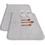 2'li Paket Mikrofiber Bulaşık Kurutma Matı, 24*17 inç Emici Bulaşık Süzgeci Mutfak Tezgahı, Tezgah, Lavabolar, Boşaltma Rafları için Büyük Boy Bulaşık Kurutma Pedi (Gri)