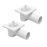 2’li Paket Plastik Yer Sifonu 10x10 cm Kare Izgaralı – 50 mm Yandan Çıkışlı ABS Plastik Banyo Duş Balkon Tahliye Süzgeci
