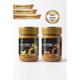 2'li Paket Proteinli Fıstık Ezmesi (Karamel ve Muz) | Fıstık Proteini, Maca Kökü Tozu ile | 325 gr x 2 - 650 gr