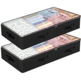 2'li Paket Yatak Altı Saklama Kapları, 90L Büyük Kapasiteli Yatak Odası Dolap Düzenleyicileri ve Saklama Kutuları Giysiler, Battaniye, Havlu, Yorgan, Kazak, Keten Çarşaf için Katlanabilir Yatak Altı