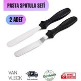 2’li Pasta Sıvama Spatula Seti – Düz ve Eğik Çelik Spatula, Pasta Krema Yayma Spatulası Takımı