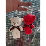 2'li Peluş Ayıcık Anahtarlık Çanta Süsü Çanta Charm - Bej