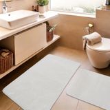 2'li Peluş Banyo Paspası Takımı Yumuşak Kaymaz Tabanlı Klozet Takımı 60x50 - 60x100 Krem - Koyu Gri
