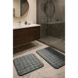 2'li Peluş Bubble Banyo Paspas Seti 60X100+50X60 cm Kaymaz Lateks Taban, Yumuşak Yüzey, Yıkanabi - Genel