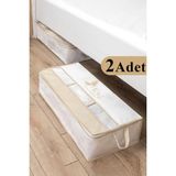 2'li Pencereli Baza Altı Düzenleyici Hurç, Çok Renkli, 70X32X20 - Açık Bej - Seçenek 1