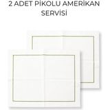 2’li Pikolu Amerikan Servis – 30X40 cm Leke Tutmaz Duck Kumaş Yeşil Detaylı - 30 x 40